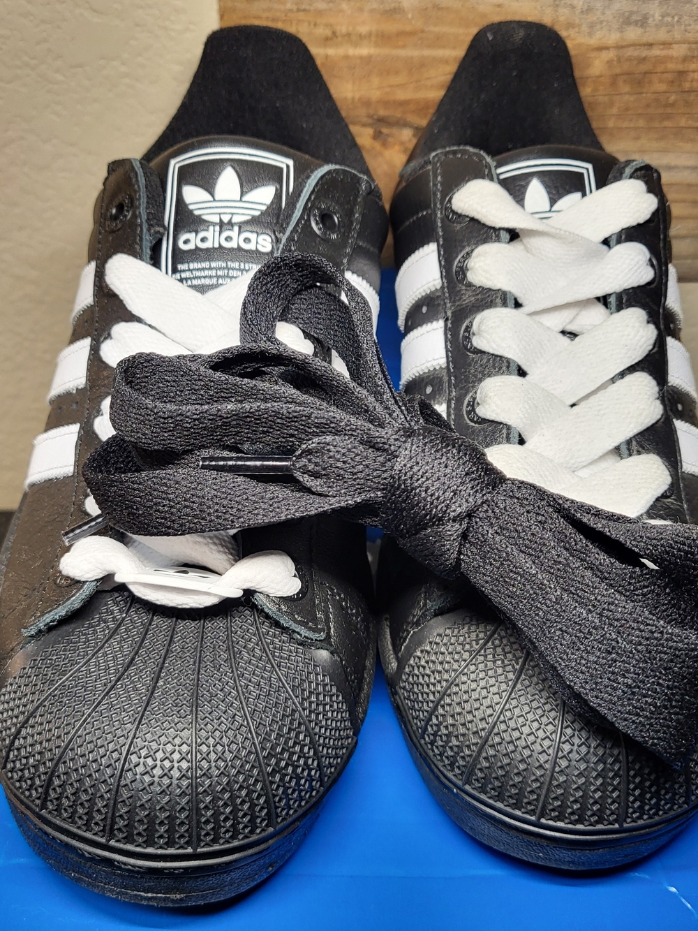 *NEW* Adidas Superstar 2 Black/White "Oreo" Leather Shoes Men’s 8.5 Women’s 9.5 - Picture 3 of 8